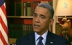 US President Barack Obama is interviewed on Channel 2 News, Thursday, March 14 (photo credit: image capture Channel 2)