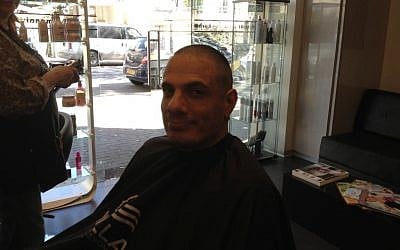 Ophir Hashmonai thinks Bibi should go for the shaved pate, the easy answer for any guy (photo credit: Jessica Steinberg/Times of Israel)