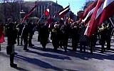 World War II veterans march in commemoration of Latvia's Waffen SS in Riga, Latvia, Saturday, March 17, 2013 (photo credit: rt.com screenshot)