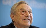George Soros speaks at a conference in Berlin, April 2012. (photo credit: AP)