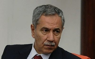 Turkish Deputy Prime Minister Bulent Arinc at Turkey's parliament in Ankara (photo credit: AP)