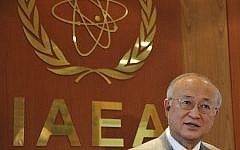 International Atomic Energy Agency head Yukiya Amano gives an interview at his office in Vienna, Austria, on Tuesday, April 2, 2013. (photo credit: Hans Punz/AP)