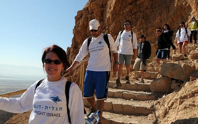 Illustrative photo of Birthright participants visiting Masada, summer 2012. (Taglit-Birthright/JTA)