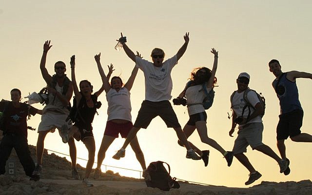 Birthright Israel participants at Masada, summer 2012 (photo credit: Courtesy Taglit-Birthright/JTA)