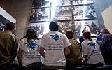 Birthright Israel participants visiting Yad Vashem, summer 2012 (photo credit: Taglit-Birthright Israel participants taken with permission inside Yad Vashem/JTA)
