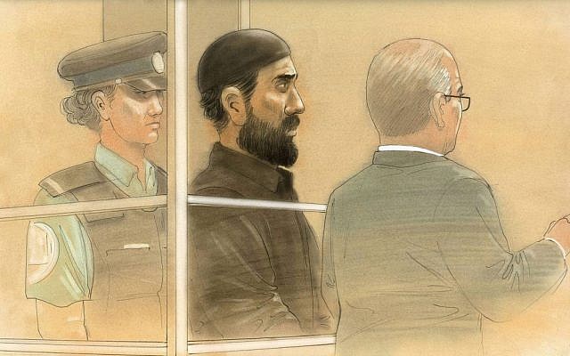 In this courtroom sketch, Raed Jaser appears in court in Toronto on Tuesday, April 23 (photo credit: AP/The Canadian Press, John Mantha) In this courtroom sketch, Raed Jaser appears in court in Toronto on Tuesday, April 23 (photo credit: AP/The Canadian Press, John Mantha)