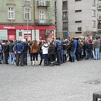 A group from Canada standing in the city center of Warsaw (photo: courtesy)
