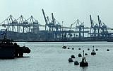 Cranes at Haifa's port (photo credit: Moshe Shai/Flash90)