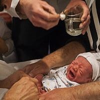 Illustrative photo of a ritual circumcision. (Yonatan Sindel/Flash90)