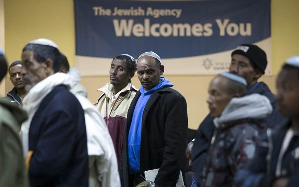 Ethiopian immigrants at an event marking the Sigd holiday in Mevaseret Zion, November 11, 2012. (photo credit: Yonatan Sindel/Flash90)