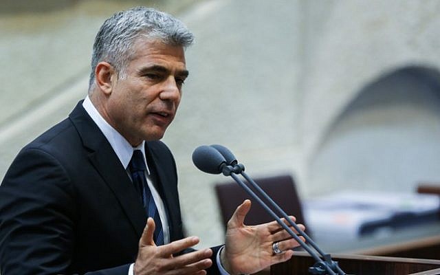 Yair Lapid speaks in the Knesset, Monday. (photo credit: Yonatan Sindel/Flash90) Yair Lapid speaks in the Knesset, Monday. (photo credit: Yonatan Sindel/Flash90)