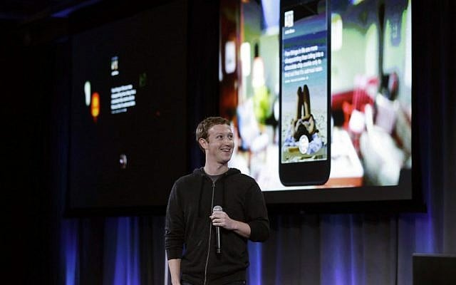 Facebook CEO Mark Zuckerberg speaks at the company's headquarters in Menlo Park, Calif., Thursday, April 4, 2013 (photo credit: AP/Marcio Jose Sanchez) Facebook CEO Mark Zuckerberg speaks at the company's headquarters in Menlo Park, Calif., Thursday, April 4, 2013 (photo credit: AP/Marcio Jose Sanchez)