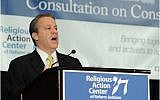 Gene Sperling, the chairman of President Obama’s Council of Economic Advisers, speaking at the Reform movement's Consultation on Conscience on April 23. (Photo credit: Courtesy Religious Action Center)
