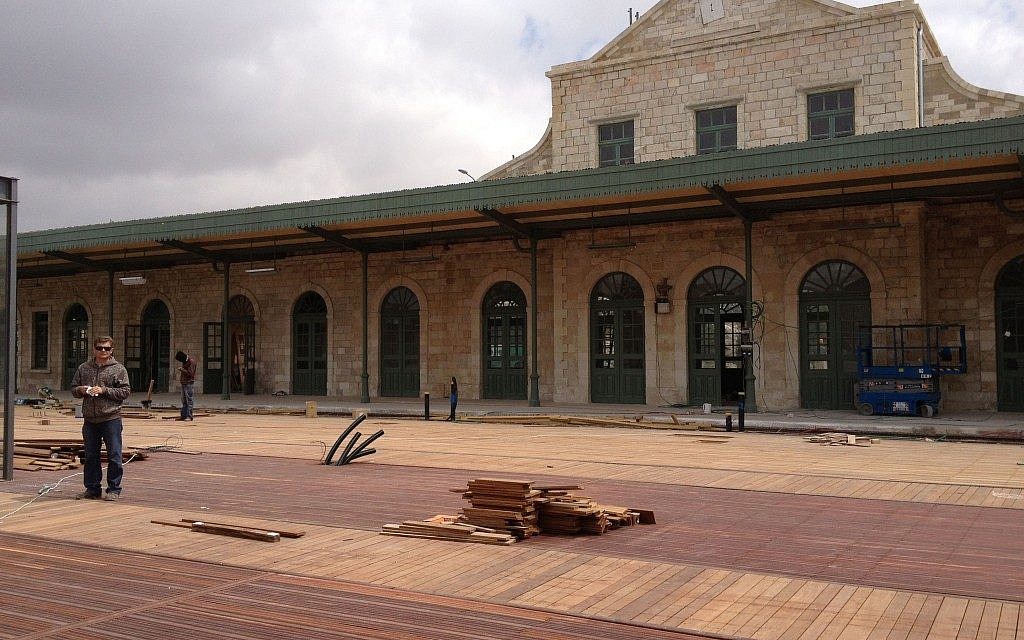 An inside view of the train station, still under construction (photo credit: Jessica Steinberg/Times of Israel)