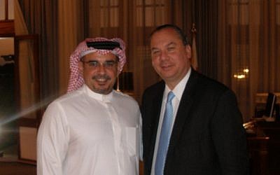 Rabbi Marc Schneier with Crown Prince of Bahrain Salman bin Hamad Al Khalifa, who is also deputy supreme commander and first deputy prime minister (photo credit:  courtesy Foundation for Ethnic Understanding)