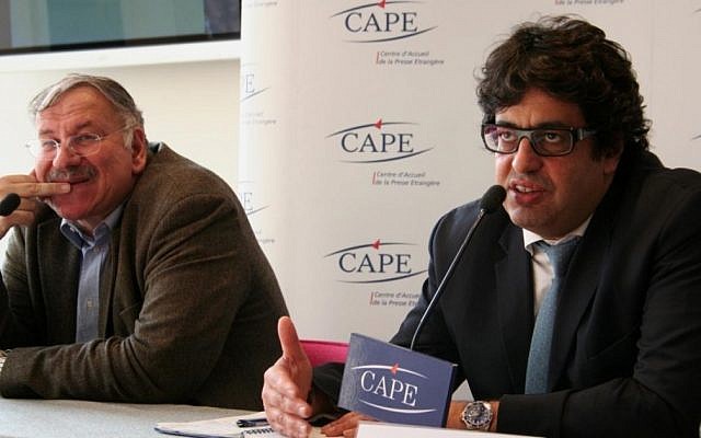 Meyer Habib, right, vice president of the CRIF umbrella body of French Jewish communities, speaking at a news conference in Paris in 2009. (photo credit: Courtesy of CAPE - Centre d'Accueil de la Presse Etrangère/JTA) Meyer Habib, right, vice president of the CRIF umbrella body of French Jewish communities, speaking at a news conference in Paris in 2009. (photo credit: Courtesy of CAPE - Centre d'Accueil de la Presse Etrangère/JTA)