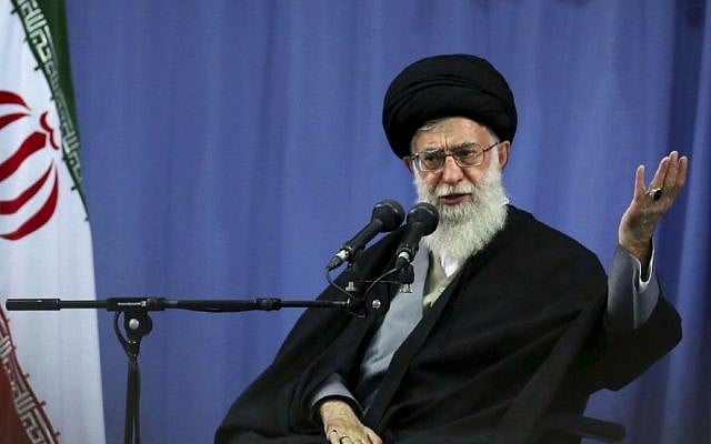 In this photo released by an official website of the Iranian supreme leader's office, supreme leader Ayatollah Ali Khamenei, addresses a group of Iranian military commanders in Tehran, Iran, Wednesday, April 17, 2013 (photo credit: AP/Office of the Supreme Leader)