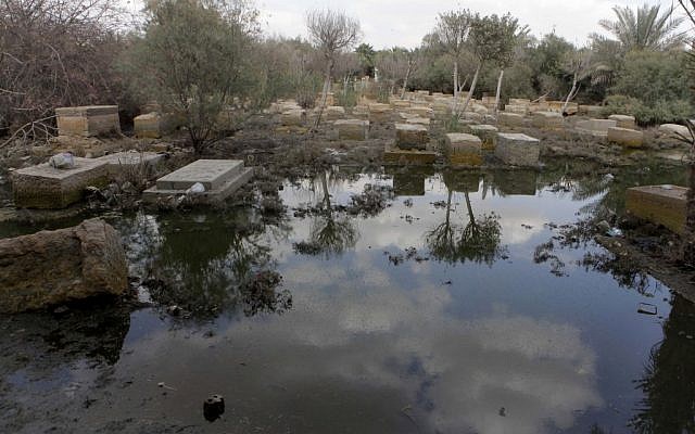 A general view of damaged tombs and fetid water at the Jewish cemetery, in Cairo, Egypt, Thursday, April 18 (photo credit: AP/Amr Nabil) A general view of damaged tombs and fetid water at the Jewish cemetery, in Cairo, Egypt, Thursday, April 18 (photo credit: AP/Amr Nabil)