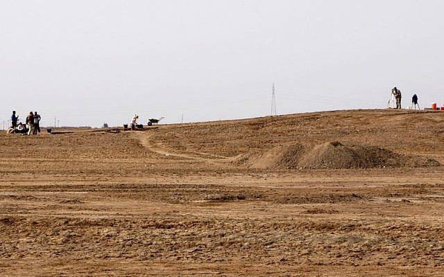 Excavation in progress at Tell Khaiber, Iraq, March 31, 2013 (photo credit: AP/Stuart Campbell)