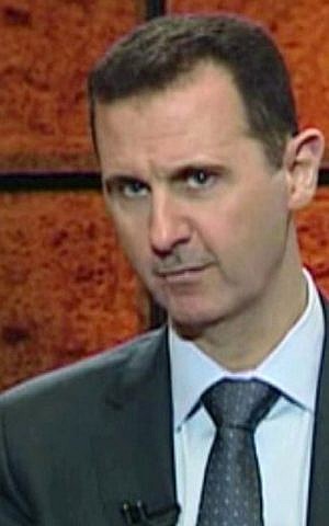 Syrian President Bashar Assad in an image from video broadcast on Syrian state television Wednesday, April 17, 2013 (photo credit: AP)
