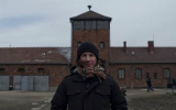 Dan Kanter, musical director and lead guitarist for Justin Bieber, tours Auschwitz in Poland during the Passover holiday 2013 (photo credit: Courtesy/Schnur Associates/March of the Living)