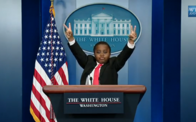 Robbie Novak, aka 'Kid President', in the White House's April 1 prank (YouTube Screen Shot)