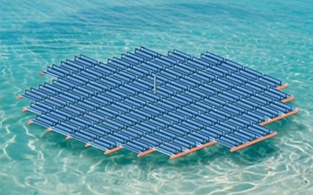 A floating solar energy panel developed by Solaris Synergy. (photo credit: Solaris Synergy/JTA)