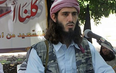 In this Wednesday, May 11, 2011 file photo, American-born Islamist militant Omar Hammami, 27, also known as Abu Mansur al-Amriki, addresses a press conference of the militant group al-Shabab at a farm in southern Mogadishu's Afgoye district in Somalia. (photo credit: AP/Farah Abdi Warsameh)