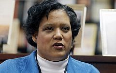 Albany Public Schools Superintendent Marguerite Vanden Wyngaard speaks about a Nazi-themed assignment given to students during a news conference on Friday, April 12, 2013, in Albany, N.Y. (photo credit: AP/Mike Groll)