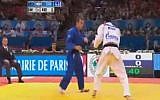 Tommy Arshansky (blue) at the World Championships, 2011 (photo credit: screen capture BentzWatchJudo/Youtube)