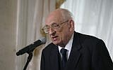 Polish politician and historian Wladyslaw Bartoszewski (photo credit: CC BY, by Bronisław Komorowski, Wikimedia Commons)