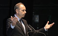 French opposition leader Jean-François Copé speaking in Tel Aviv, April 17, 2013 (photo credit: DR)