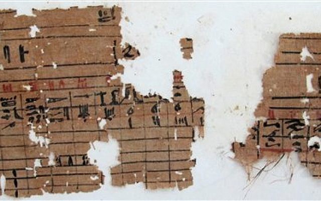 Image of hieroglyphic papyrus discovered at Wadi el-Jarf, Thursday, April 11, 2013 (photo credit: AP Photo/Egypt's Supreme Council Of Antiquities)
