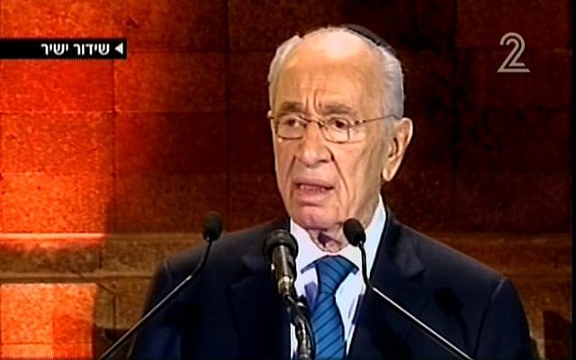 Shimon Peres speaking Sunday night. (photo credit: Screenshot: Channel 2) Shimon Peres speaking Sunday night. (photo credit: Screenshot: Channel 2)
