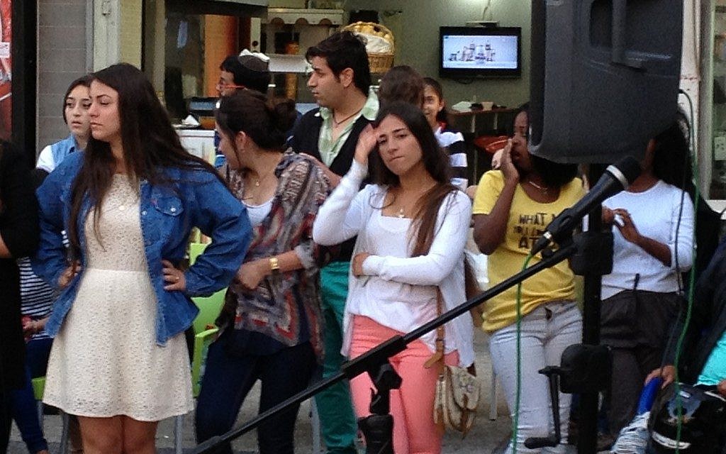 'X-Factor' hopefuls and friends in Ashdod (photo credit: Jessica Steinberg/Times of Israel)