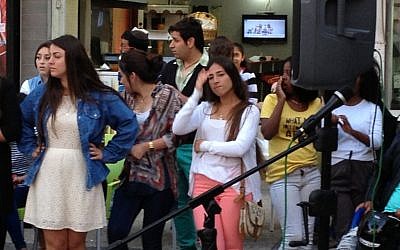 'X-Factor' hopefuls and friends in Ashdod (photo credit: Jessica Steinberg/Times of Israel)