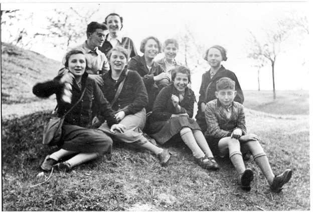 Local Zionist youth group outing in Halle, 1937. Eber's older sister Lore is at far left in first row. (photo credit: courtesy) Local Zionist youth group outing in Halle, 1937. Eber's older sister Lore is at far left in first row. (photo credit: courtesy)