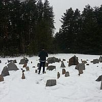 A participant discovers the stone for his family's town in Treblinka (photo: courtesy) A participant discovers the stone for his family's town in Treblinka (photo: courtesy)