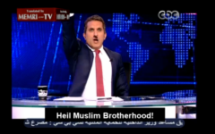 Bassem Youssef mocking the Muslim Brotherhood after comparing them to the Nazis (screenshot: MEMRI)