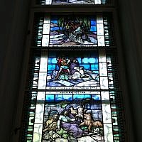 Stained glass windows showing biblical scenes at the Jewish Museum (photo credit: Aaron Kalman) Stained glass windows showing biblical scenes at the Jewish Museum (photo credit: Aaron Kalman)