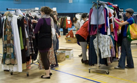 A clothing swap, another aspect of the sharing economy (photo credit: Neesa Rajbhandari/WikiMedia) A clothing swap, another aspect of the sharing economy (photo credit: Neesa Rajbhandari/WikiMedia)