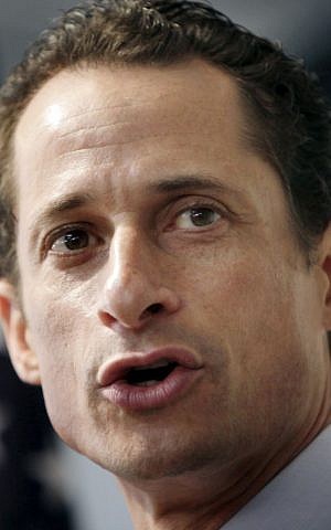 This June 16, 2011 file photo shows Anthony Weiner speaking to the media during a news conference in New York. (photo credit: AP Photo/Seth Wenig,File) This June 16, 2011 file photo shows Anthony Weiner speaking to the media during a news conference in New York. (photo credit: AP Photo/Seth Wenig,File)