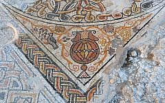 A detail of the mosaic floor of a Byzantine-era building recently unearthed in southern Israel (photo credit: Israel Antiquities Authority/Yael Yolovitch)