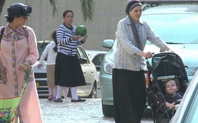 Jessie Kahnweiler, left, trying to blend in in a religious neighborhood of Jerusalem. (photo credit: courtesy of Jessie Kahnweiler)