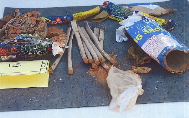 This photo released May 1, 2013 by the US Attorney's office in a federal criminal complaint, shows fireworks, which the complaint said federal agents recovered from inside a backpack belonging to Boston Marathon bombing suspect Dzhokhar Tsarnaeva, found in a landfill in New Bedford, Mass. (photo credit: AP Photo/U.S. Attorney's Office)