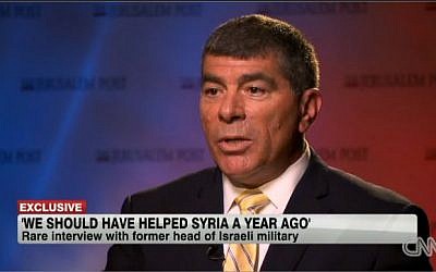 Former IDF chief of staff Gabi Ashkenazi during an interview with CNN, April 2013. (screen capture: CNN)