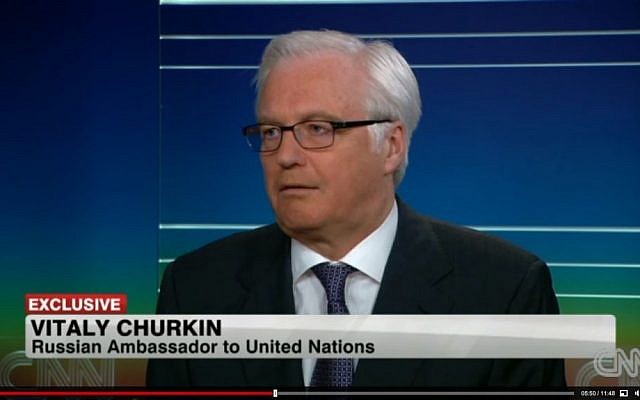 Russian Ambassador to the United Nations Vitaly Churkin during an interview with CNN on Tuesday, May 28, 2013. (screen capture: CNN) Russian Ambassador to the United Nations Vitaly Churkin during an interview with CNN on Tuesday, May 28, 2013. (screen capture: CNN)