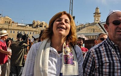 Anat Hoffman, chair of the Women of the Wall, walks out of the Old City's Dung Gate, free and "not arrested," she noted, as she left the plaza, escorted by police for protection (photo credit: Michal Shmulovich/Times of Israel) Anat Hoffman, chair of the Women of the Wall, walks out of the Old City's Dung Gate, free and "not arrested," she noted, as she left the plaza escorted by police for protection (photo credit: Michal Shmulovich/Times of Israel)