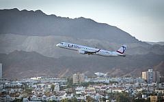 Illustrative. An airplane taking off from Eilat's airport, December 2012. (Moshe Shai/ Flash90/ File)