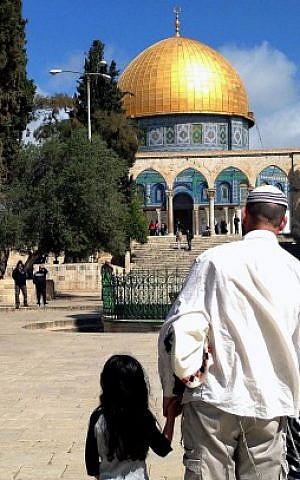 Religious Jews visiting the Temple Mount, March 27, 2013. (photo credit: Sliman Khader/Flash90)